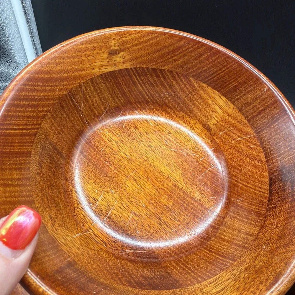 VTG Judie Pomerantz Wooden Salad Bowl Set 5 PCS  Large Bowl, 4 Salad